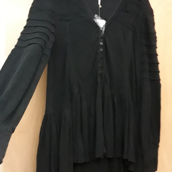 Free People Black Lace Button Peasant Top Set To Stun S P New Tags - Picture 4 of 16